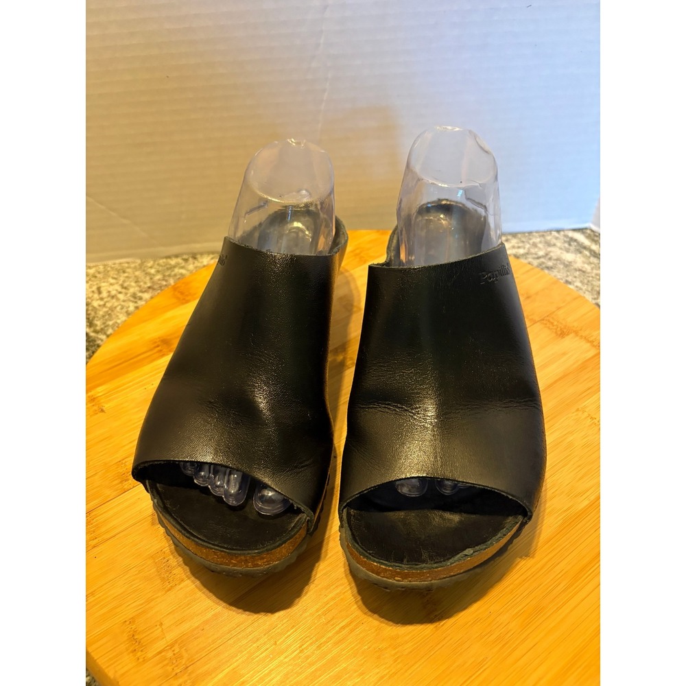 Papillio by Birkenstock Namica Black Leather Wedge Sandals Slides Womens 41 10